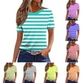 thumbnail image 1 of LEAVINGSUO Tops for Women Short Sleeve Shirts Women's Casual And Fashionable Printed T-shirt With Round Neck Light Blue XXL, 1 of 5