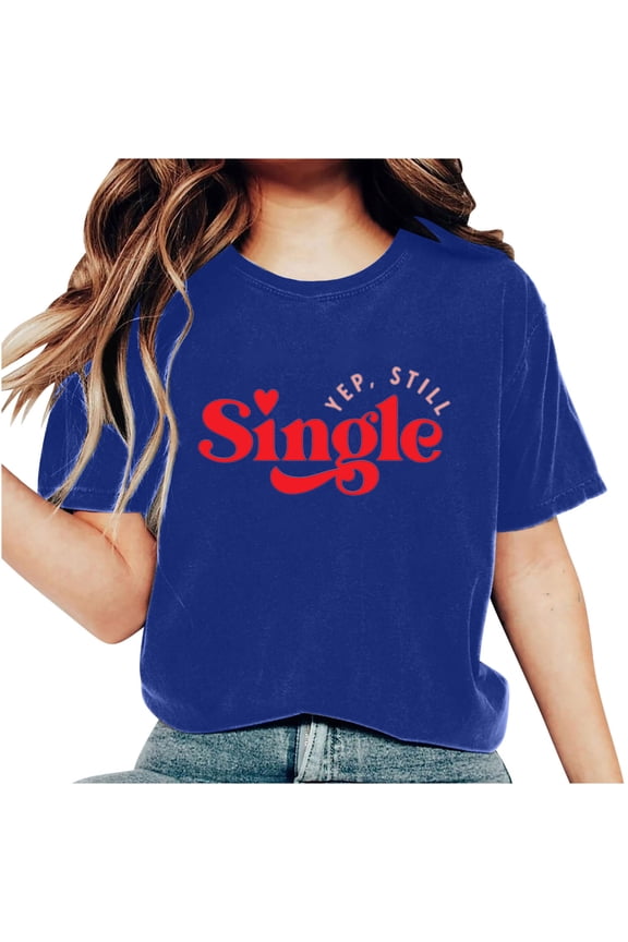 Valentines Day Clothes Womens Work Tops Girls Short Sleeve Out Blouse Valentine's Day Letter Print Gift Shirt T-Shirt Tops