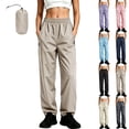 thumbnail image 1 of LEAVINGSUO Women's Waterproof Rain Pants Elastic Waist Hiking Pants Breathable Quick Dry Pants with Zipper Pockets Navy L, 1 of 8