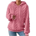 thumbnail image 1 of LEAVINGSUO Winter Clothes Woman Fashion Women's Casual Long Sleeve Round Neck Ladies Sweatshirts Tops Thickened Plain Hoodie Blouse, 1 of 5