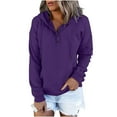 thumbnail image 1 of LEAVINGSUO Winter Clothes Woman Women's Hooded Color Long-sleeved Sweatshirt Casual Blouse Pullover Tops, 1 of 1
