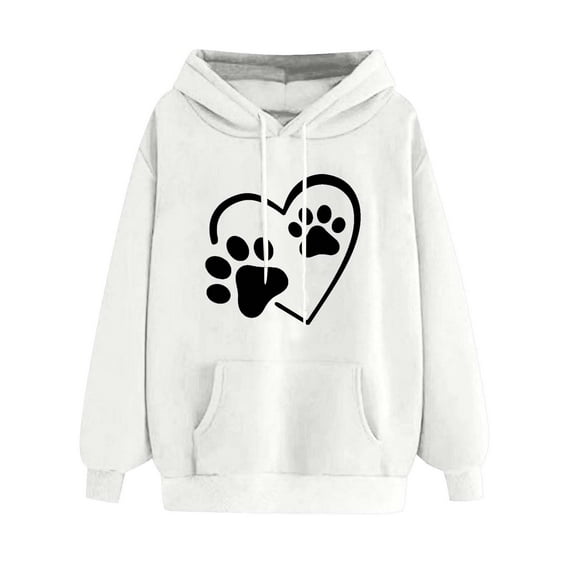LEAVINGSUO Winter Clothes Woman Women's Print Winter Hoodie Pullover Tops Long Sleeved Comfortable Sweatshirt