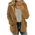 thumbnail image 1 of LEAVINGSUO Winter Coats for Women 2023 Trendy Women Hooded Sweater Coat Winter Warm Wool Zipper Coat Long Sleeve Outwear, 1 of 7