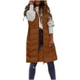 thumbnail image 1 of LEAVINGSUO Winter Coats for Women 2023 Trendy Women Warm Hooded Long Sleeve Zipper Jacket Sleeveless Parkas Coats Tops Wth Pocket, 1 of 6