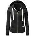 thumbnail image 1 of LEAVINGSUO Winter Coats for Women,Women's Casual Hooded Pockets Solid Zipper Long Sleeve Tops Sweatshirt Coat, 1 of 5