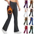 thumbnail image 1 of LEAVINGSUO Women's Flare Yoga Pants Workout Out Pocket Leggings With Fleece Fitness Sports Running Yoga Athletic Pants Blue S, 1 of 9