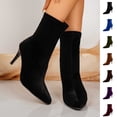 thumbnail image 1 of LEAVINGSUO Women's Snow Boots Fashion Casual And Winter Pointed-Toe Slim Heel High Heel Ankle Short Boots Purple 40, 1 of 8
