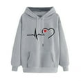 thumbnail image 1 of LEAVINGSUO Women's Sweatshirt Hoodie Clearance Fall Winter Fashion Casual,Women Loose Long Sleeve Sweatshirt Hooded Hoodie Sweatshirt Blouse, 1 of 8