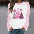 thumbnail image 1 of LEAVINGSUO Womens Button Down Shirts,Women's Casual Christmas Printed Long-sleeved Round-neck Raglan Sweater Pink XXL, 1 of 3