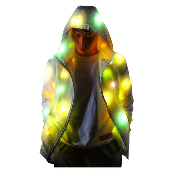 LEAVINGSUO Womens Coats Plus Size Clearance Womens Tops Men Women Long Sleeve LED Colorful Glowing Jacket Coat Luminous Clothing