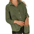 thumbnail image 1 of LEAVINGSUO Womens Coats Plus Size Clearance Womens Tops Women's Fashion Winter Single Breasted Cardigan Solid Color Shirt Long Sleeve Shirt Tops, 1 of 6