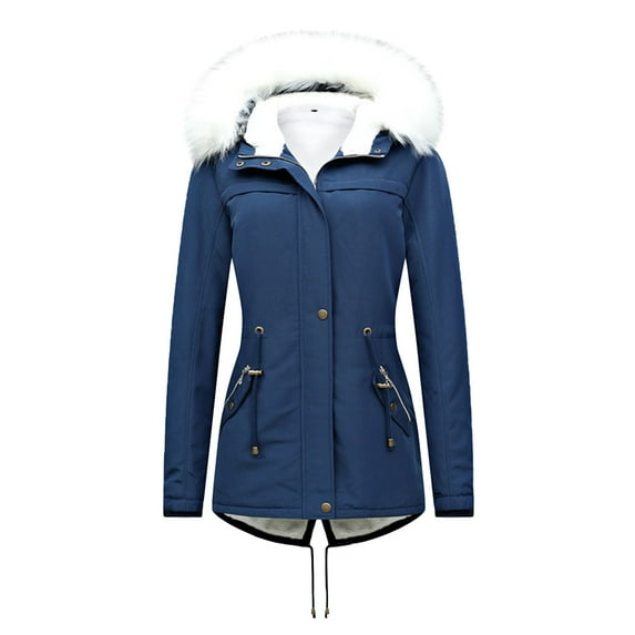 GaThRRgYP Womens Coats Plus Size Womens Tops Women's Winter Solid Color Thickened Plush Cotton Plush Collar Coat Cotton Jacket Warm Plush Coat