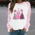 thumbnail image 1 of LEAVINGSUO Womens Cotton Button Down Shirt,Women's Casual Christmas Printed Long-sleeved Round-neck Raglan Sweater Pink XXXXL, 1 of 3