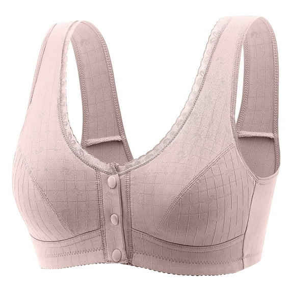 LEAVINGSUO Womens Fashion Summer Fall Winter Ladies Traceless Comfortable No Steel Ring Breathable Gathering Front Opening Buckle Bra Woman Underwear