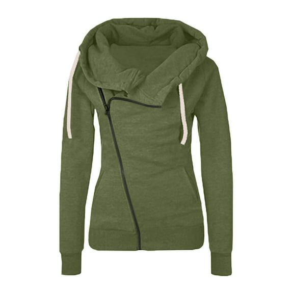 LEAVINGSUO Womens Fashion Winter Coats for Women Women's Loose Fashion Lapel Coat Zipper Long Sleeve Fleece Hoodie Coat
