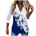 thumbnail image 1 of LEAVINGSUO Womens Plus Size Clearance $5 Plus Size Women Casual Loose V-Neck Printing Long Sleeve Blouse, 1 of 8