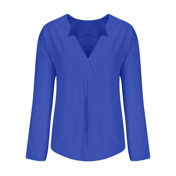 LEAVINGSUO Womens Plus Size $5 Womens Ladies Long Sleeve Shirt Casual Loose Solid Color Blouse