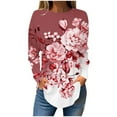 thumbnail image 1 of LEAVINGSUO Womens Plus Size Tops Long Sleeve Womens Round Neck Printing Fall Blouses Fashion Smocked Long Sleeve Shirts Tops, 1 of 5