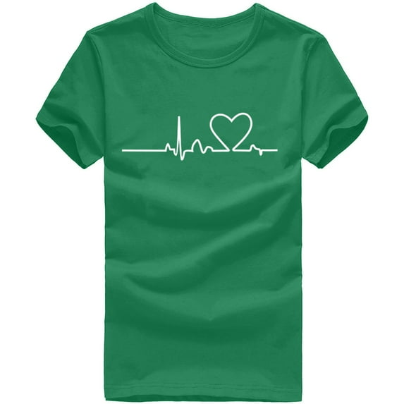 LEAVINGSUO Womens Summer Tops Clearance under $5 Unisex T-Shirt Printed Pattern Casual Fashion Soild Color Short Sleeve Tops
