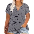 thumbnail image 1 of GaThRRgYP Womens Summer Tops under $5,Womens Plus Size Summer Casual Neck T-Shirts Leaf Sleeve Fashion Loose Blouse Dark Gray XXXXL, 1 of 5