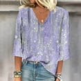 thumbnail image 1 of GaThRRgYP Womens Sweatshirts,Women's Long Sleeve Summer V Neck Sexy Casual Regular Printed Blouse Purple XXL, 1 of 5