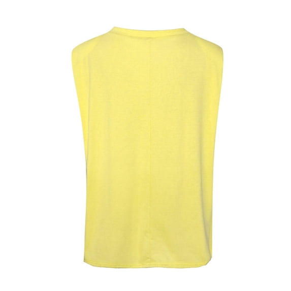 LEAVINGSUO Womens Tops Going Out Tops 2024 Casual Ladies Fashion Solid Sleeveless V-neck T-Shirt with Shoulder Pad Loose Vest