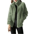 thumbnail image 1 of LEAVINGSUO Womens Tops Winter Coats for Women Women's Fashion Plush and Thick Standing Collar Warm Cardigan Zipper Fleece Tops Sweater Jacket, 1 of 6
