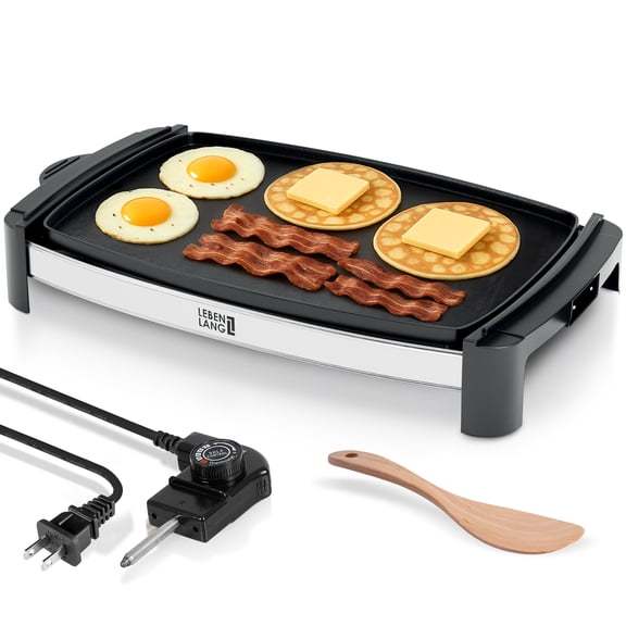 LEBENLANG 18" Large Electric Griddle Grill - For Eggs, Burgers I Removable Temperature Control & Nonstick Coating I Indoor grill flat top griddle pan electric griddles plancha para cocinar Y101