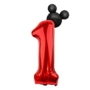 LEBERY 40 Inch Mouse Number 1 KKS1&nbsp;Balloon Black 1 Balloons for 1st Birthday, Mini Mouse Head Balloon Giant Number One Balloons for Mouse Clubhouse Baby Shower Anniversary Supplies Decorations