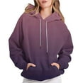 thumbnail image 1 of LEBONYAR Women's Fashion Round Neck Drawstring Hoodie Casual Gradient Color Long Sleeve Pocket Loose Fit Sweatshirts, 1 of 7