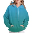thumbnail image 1 of LEBONYAR Women's Fashion Round Neck Drawstring Hoodie Casual Gradient Color Long Sleeve Pocket Loose Fit Sweatshirts, 1 of 7
