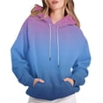 thumbnail image 1 of LEBONYAR Women's Fashion Round Neck Drawstring Hoodie Casual Gradient Color Long Sleeve Pocket Loose Fit Sweatshirts, 1 of 7