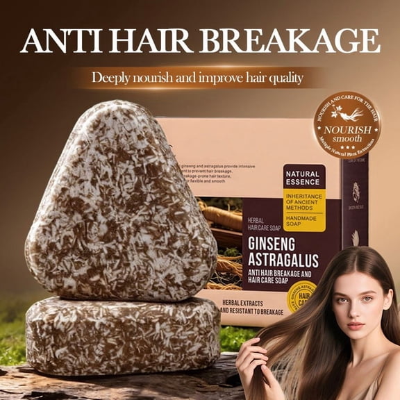 LEBONYARD 100g Ginseng & Astragalus Hair Care Soap, Natural Nourishing Anti-Frizz Shampoo Bar for Damaged Hair