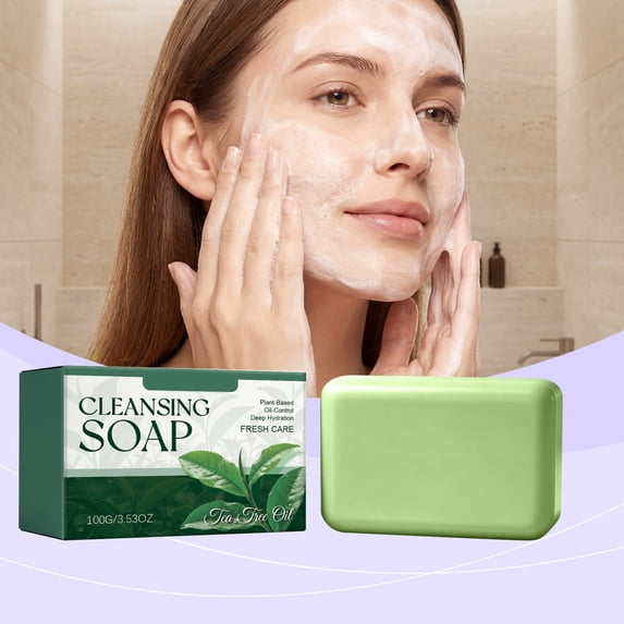 LEBONYARD 100g Natural Tea Tree Oil Bath Soap, Mild Formula for Body Care, Refreshing & Comfortable Daily Cleansing Soap