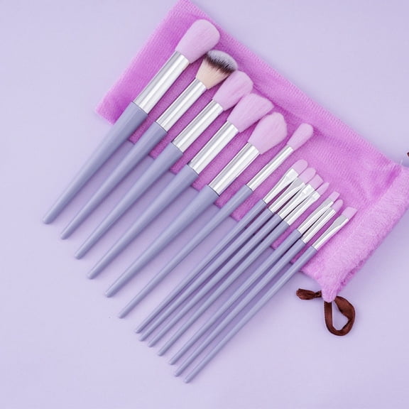 LEBONYARD 13 Pcs Soft Fiber Makeup Brush Set, Daily Use Cosmetic Tools with Flannel Storage Bag