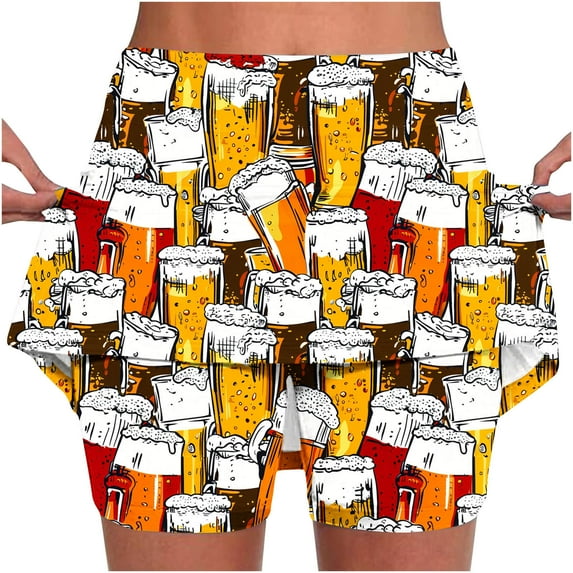 LEBONYARD 2025 Clearance Clothes,Women's Breathable Seamless Yoga Skort,Women's New Color Oktoberfest Print Mid-waist Skirt Pants Sports Shorts Bottoming Skirt Pants Multicolor M