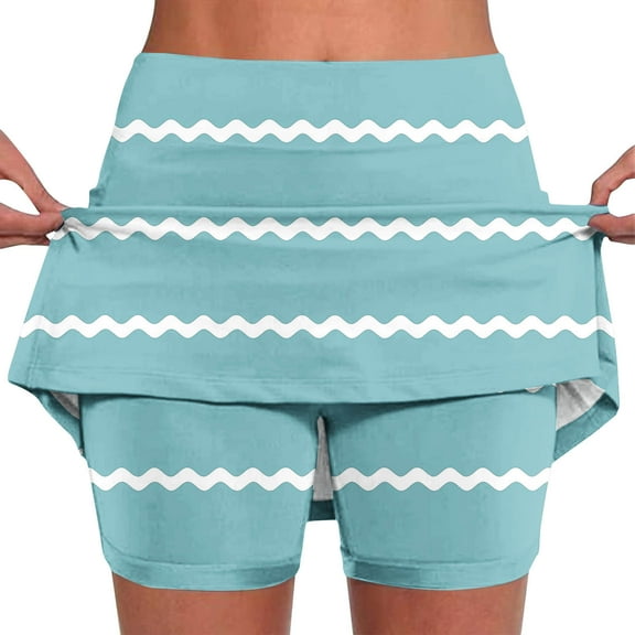 LEBONYARD 2025 Clearance Clothes,Women's Flexible Yoga Skort,Women's New Color Mid-waist Skirt Pants Sports Shorts Bottoming Skirt Pants Light Blue M