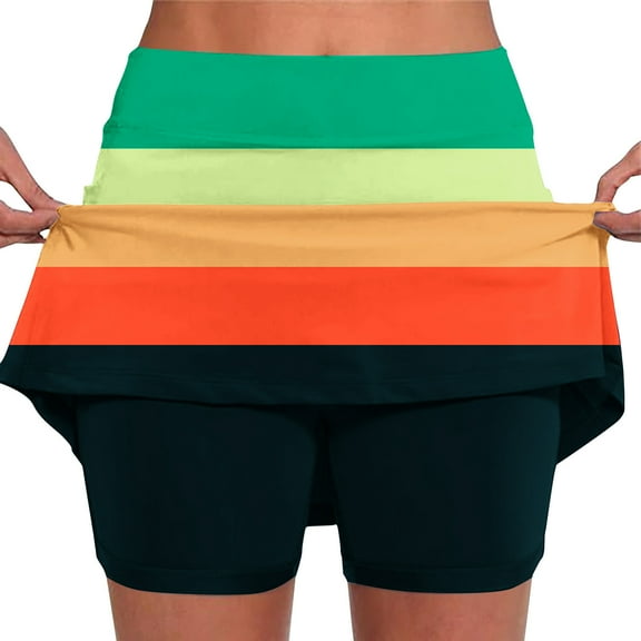 LEBONYARD 2025 Clearance Clothes,Women's Flexible Yoga Skort,Women's New Patchwork Mid-waist Skirt Pants Sports Casual Shorts Bottoming Skirt Pants Army Green M