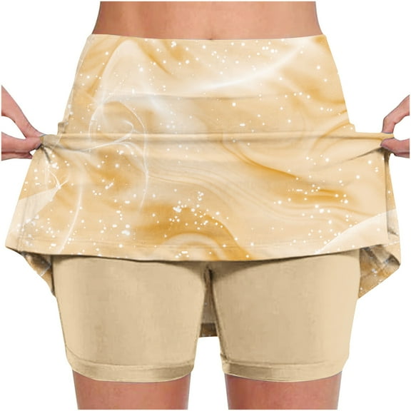 LEBONYARD 2025 Clearance Clothes,Women's Seamless Yoga Skort,Women's New Color Mid-waist Skirt Pants Sports Shorts Bottoming Skirt Pants Yellow XXXXL