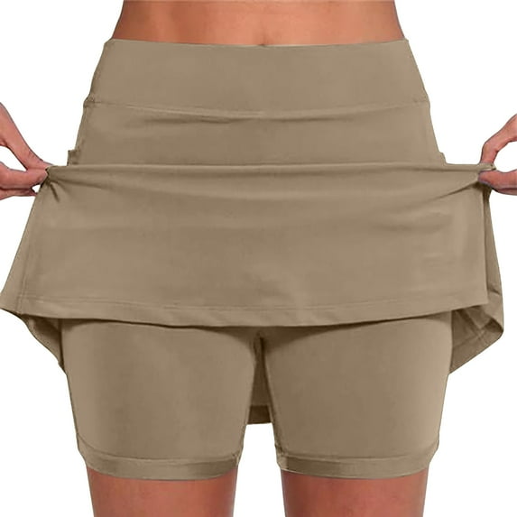 LEBONYARD 2025 Clearance Items under $5.00 Women's High-Performance Yoga Skort,Women's New Color Mid-waist Skirt Pants Sports Shorts Bottoming Skirt Pants Brown XXXL