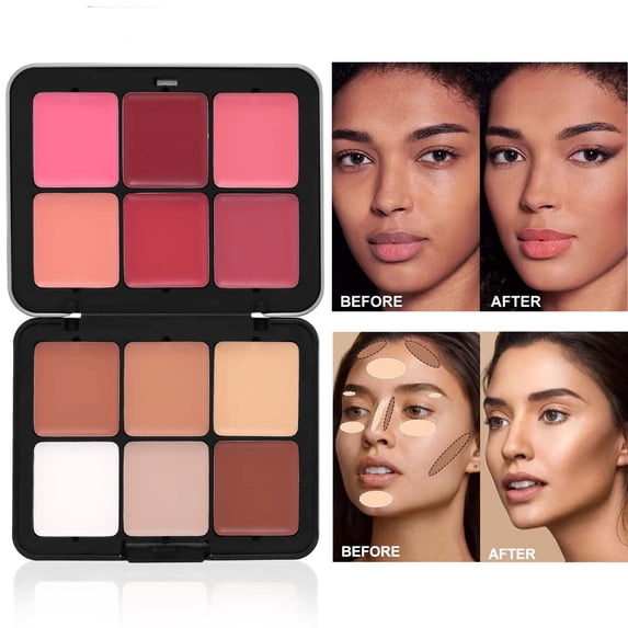 LEBONYARD 40g 12 Colors Iron Box Makeup Palette Blush Concealer Highlight Multifunctional Facial Powder Cream