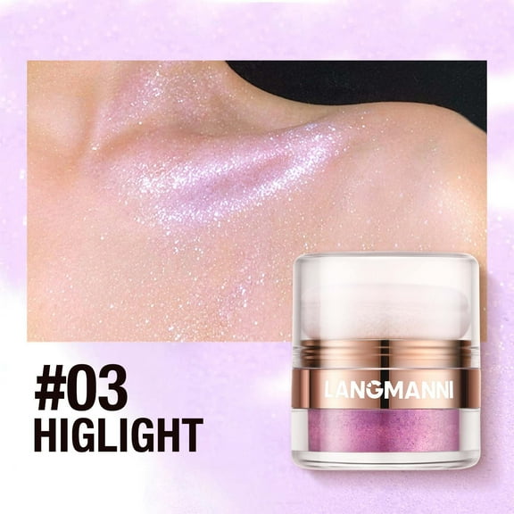 LEBONYARD 4g Pearly Highlighter Loose Powder Portable Sponge Tip Body & Face Brightening Shimmer Highlight Powder