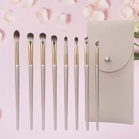 LEBONYARD 8 Pcs Makeup Brushes Set Soft Fiber Hair Complete Eye & Face Brushes with Storage Pouch Cosmetic Beauty Tools