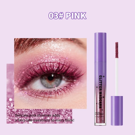 LEBONYARD 8g Glitter Diamond Mascara Waterproof Long Lasting Shimmer Sequins Lash Makeup for Stage Party Cosplay