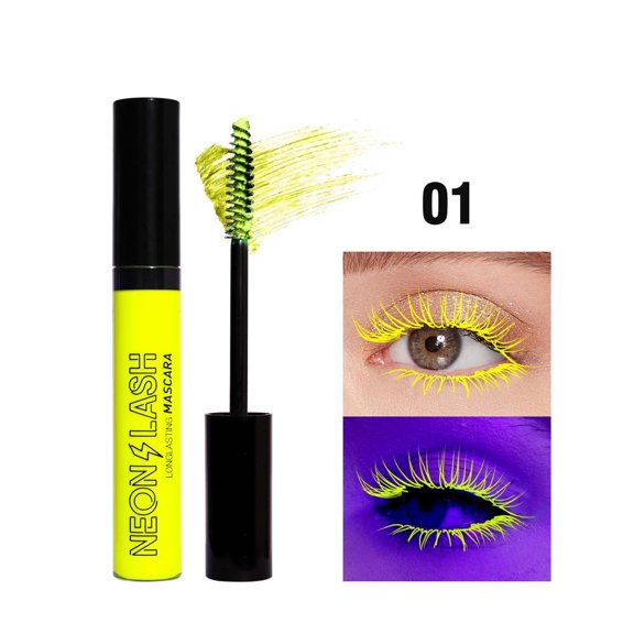 LEBONYARD 9ml Fluorescent Yellow Mascara, Slender Lash Long Lasting Waterproof Eye Makeup