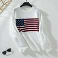 thumbnail image 1 of LEBONYARD American Flag Sweater,Women's Winter Loose Flag Printed Sweater Long Sleeve Round Neck Sweater Top White#3 S, 1 of 9