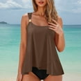 thumbnail image 1 of LEBONYARD Bandeau Bikini Top Two Piece Swimsuits for Women Strapless Beachwear,Fashion Women Summer Solid Color with Chest Cushion and No Steel Support Blackless Strap Bikini Swimsuit Brown XXL, 1 of 7