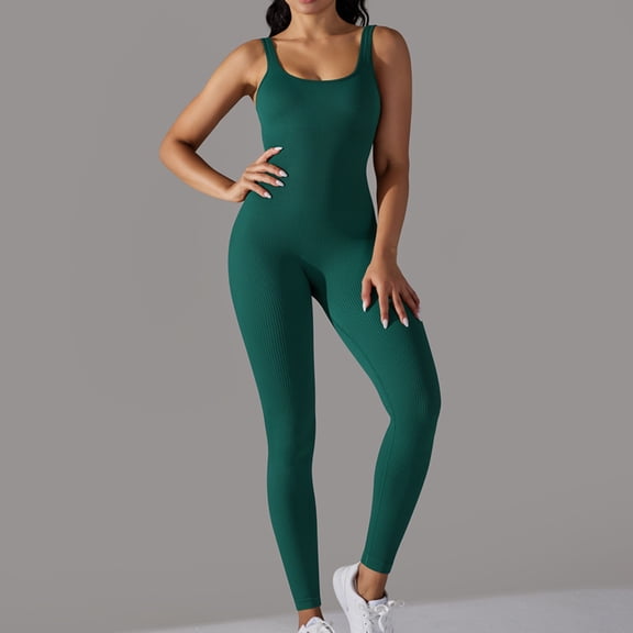 LEBONYARD Black Women's Suspenders Pants-Adjustable Straps Design,Women's Summer Leisure Tight Breathable Comfortable Exercise Solid Color Yoga Jumpsuit Pants Green S