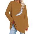 thumbnail image 1 of LEBONYARD Blouses for Women Fashion Casual Womens Fall Tops,Womens Plus Size Clearance $5,Women's Casual Printed T-shirt with Round Neck and Shoulder Drop Long Sleeved Top Khaki XL, 1 of 3