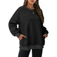 thumbnail image 1 of LEBONYARD Blouses for Women 2024 Plus Size Tops Clearance,Fashion Women Round Neck Long Sleeve Solid Loose Sweatshirt Blouse Tops Black XXL, 1 of 8